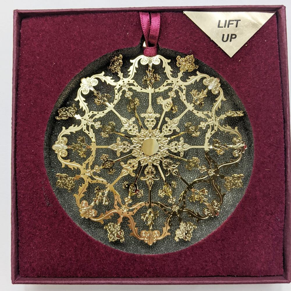 BALDWIN 2001 Val D'Or ice flower Christmas holiday ornament brass 24KT gold snow